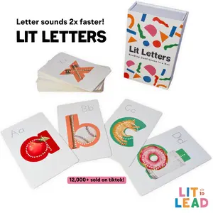 Lit Letters Alphabet Flashcards & Short Words Course: Double the Speed of Learning Letter Sounds!Preschool Phonics Flashcards