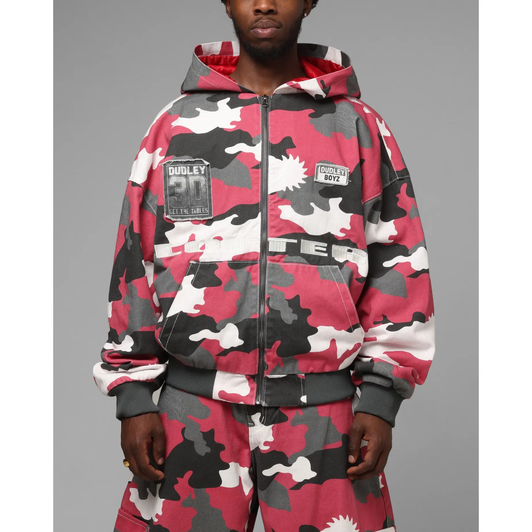 Loiter X WWE Dudley Boyz Camo Zip Jacket Red Camo
