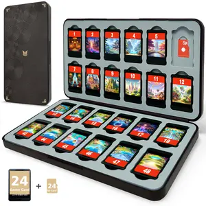 FUNLAB Switch Game Case Compatible with Nintendo s & Micro SD Cards, Switch Game Holder Cartridge Case with 24 Card Storage - Brown Black