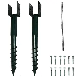 Ashman Ground Screw 30" Inch Metal No-Dig, U-Model Mailbox Post Kit, Green (2-Pack)