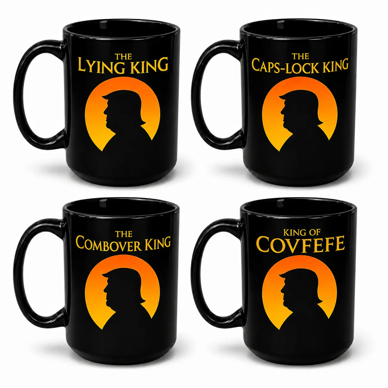 The Lying King Mug, Funny Sarcastic Quote Black Ceramic Coffee Cup, 11oz 15oz, Novelty Humor Gift for Men, Women, Friends and Coworkers