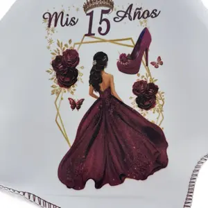 Elegant Quinceanera Napkins 12pcs 10x10 Inches Polyester Tableware for Mis 15 Años Celebrations with Beautiful Design and Message