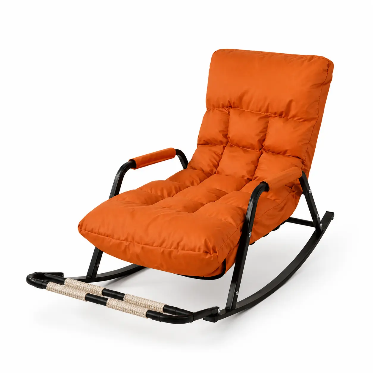 Upholstered Rocking Lounge Recliner, High-Back Adult Sleeping Chair with Padded Seat for Living Room Balcony Leisure