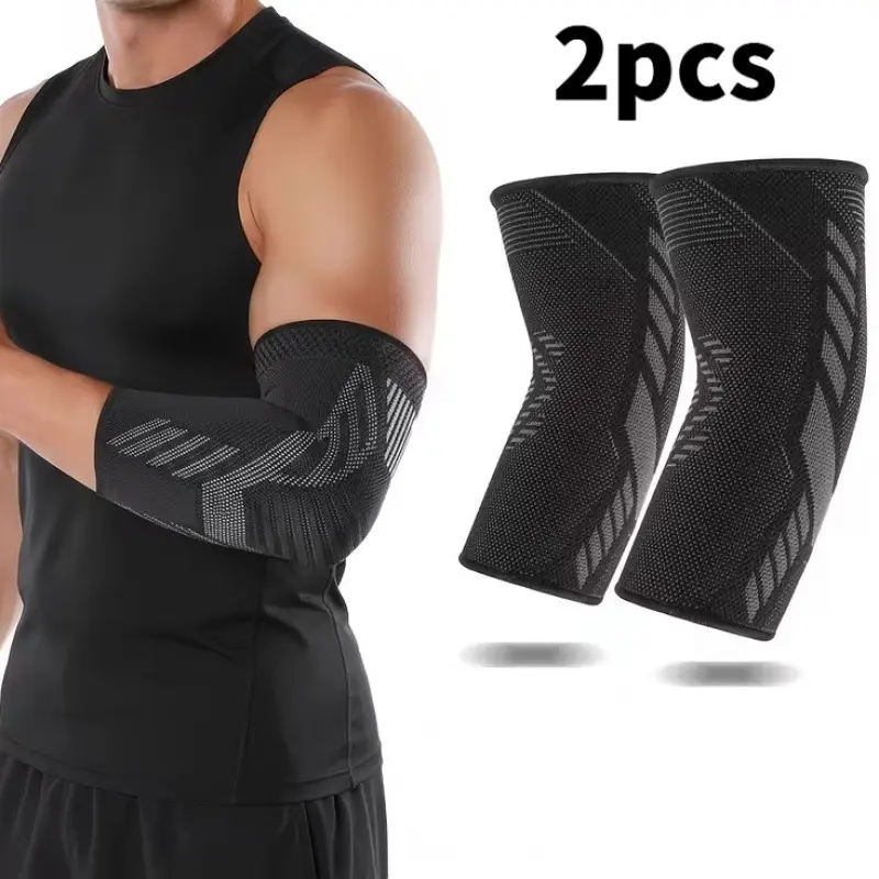 2pcs Breathable Elastic Elbow Pads, Elbow Wraps For Weightlifting, Sports Fitness Sweat-Wicking Compression Elbows, Compression Sleeves, Arm Compression Sleeves, Professional Mesh Panel, Enhanced Airflow and Flexibility
