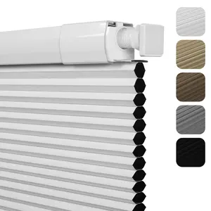 BERISSA No Drill No Tools Blackout Cellular Shades Easy to Install for indoor windows Cordless Honeycomb Blinds Thermal Insulated Noise Reduction