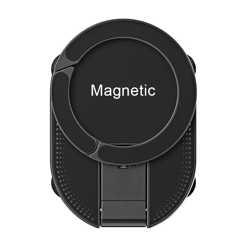 Compact Round Wireless Phone Holder, Hands-Free Magnetic Cellphone Mount with Suction Cup for Wall, Desktop & Glass