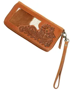 Shyanne Women's Women'S Hair On Hide Tooled Leather Wristlet Wallet - Safa25wt2-Bn