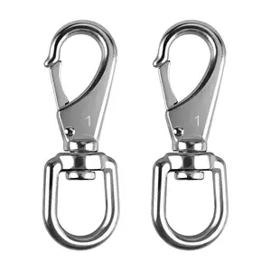 304 Stainless Steel Swivel Snap Hooks, 2 Pack 3.5 Inch Flag Pole Clips, Heavy Duty Spring Snap Hooks for Flagpole Rope, Dog Leash, Keychain, Boat Anchor Rope, Bird Feeder