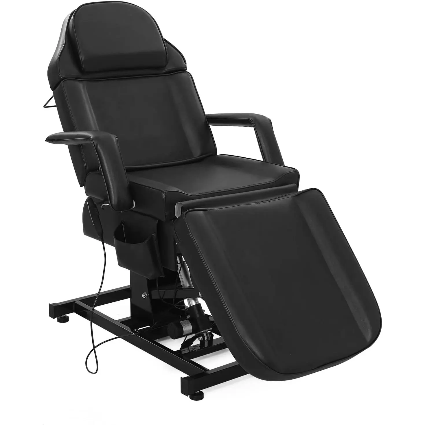 OmySalon Fully Electric Salon Chair - Sturdy PVC Leather Wipe Clean Rectangle Esthetician Spa Equipment, 27.5-37.8in Height, Adjustable Backrest/Footrest, 440lbs Capacity for Tattoo, Commercial Use