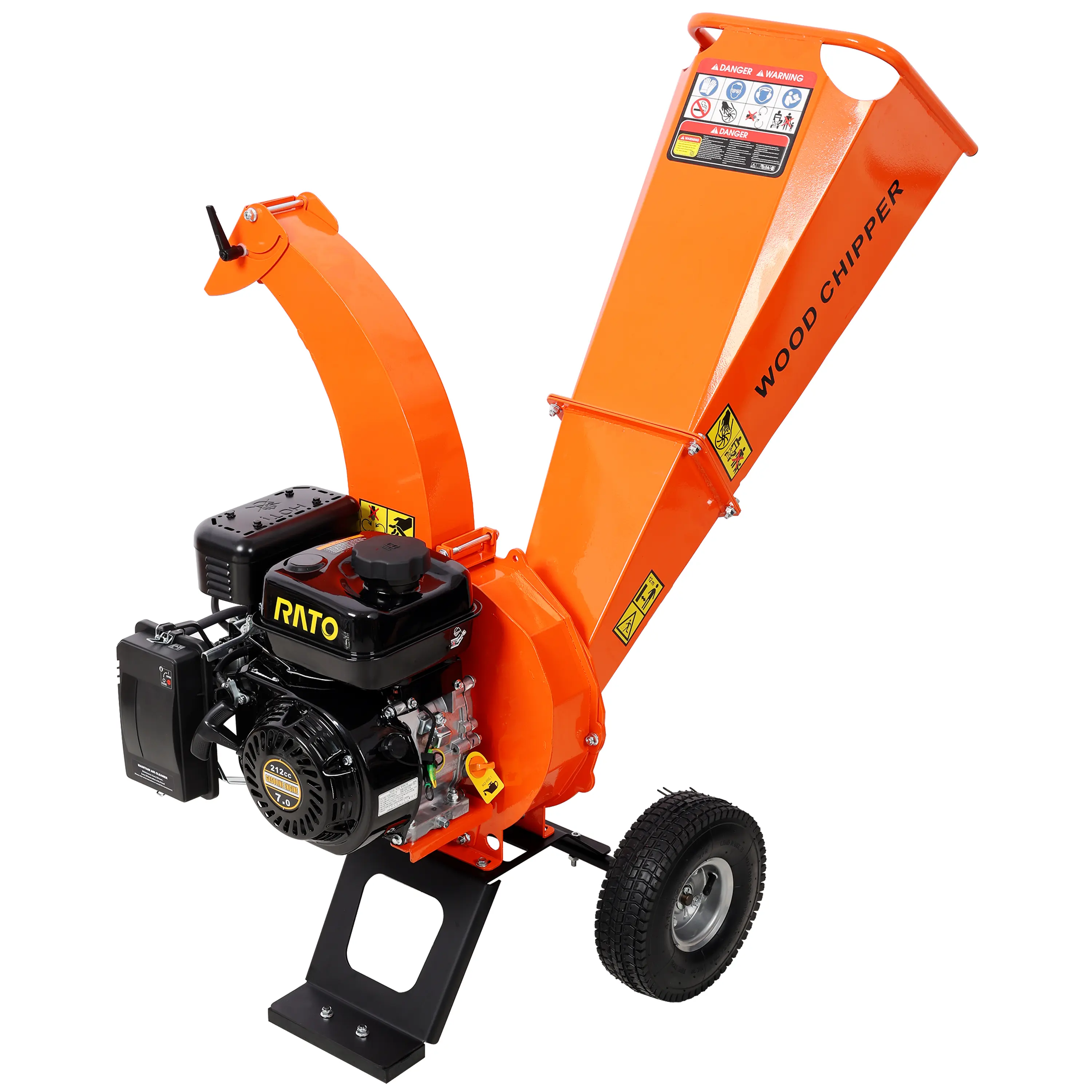 Gas Wood Chipper Shredder Mulcher - 7 HP 212cc Heavy Duty Garden Tool, 3" Max Cutting Diameter, EPA Certified, Compact Design, Landscaping Aid, Green Waste Recycling, High Volume Chipping, Aids in Fire Prevention for Yards