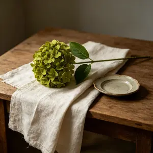 1pcs Elegant All-Season Green Artificial Hydrangea Flower, Reusable Silk Fake Bloom with Full Round Head & Natural Leaves, Bendable 47cm Stem for Party Backdrop, New Year, Home Office, Any Occasion Decor