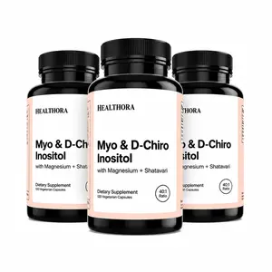 [Buy 2 Get 1 FREE] Healthora Myo-Inositol & D-Chiro Inositol Capsules - 40:1 Ratio, Magnesium, Shatavari, Rhodiola, Hormonal Support, PCOS Ovulation Aid for Ovarian & Fertility Health, GMO-Free, Plant-Based Vegan Vitamins Feminine Supplement daily