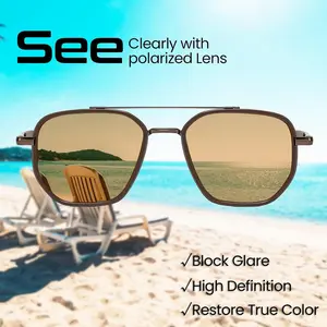 Tangle-Free Aviator Sunglasses for Women - Polarized Square Frame with UV400 Protection - Stylish Sun Glasses Perfect for Driving and Outdoor Activities