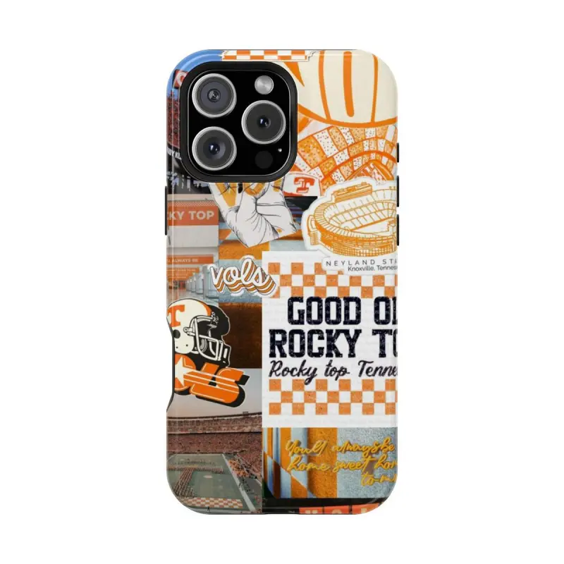 Game Day Orange Polycarbonate Cellphone Case - University of Tennessee Vols Collage Design, Durable Protective Cover with Protection, Wireless Charge Compatible for iPhone 16 16 Plus 15 14 13 12 SE Max Pro & Samsung Galaxy Ultra 21-25 Accessories, Design