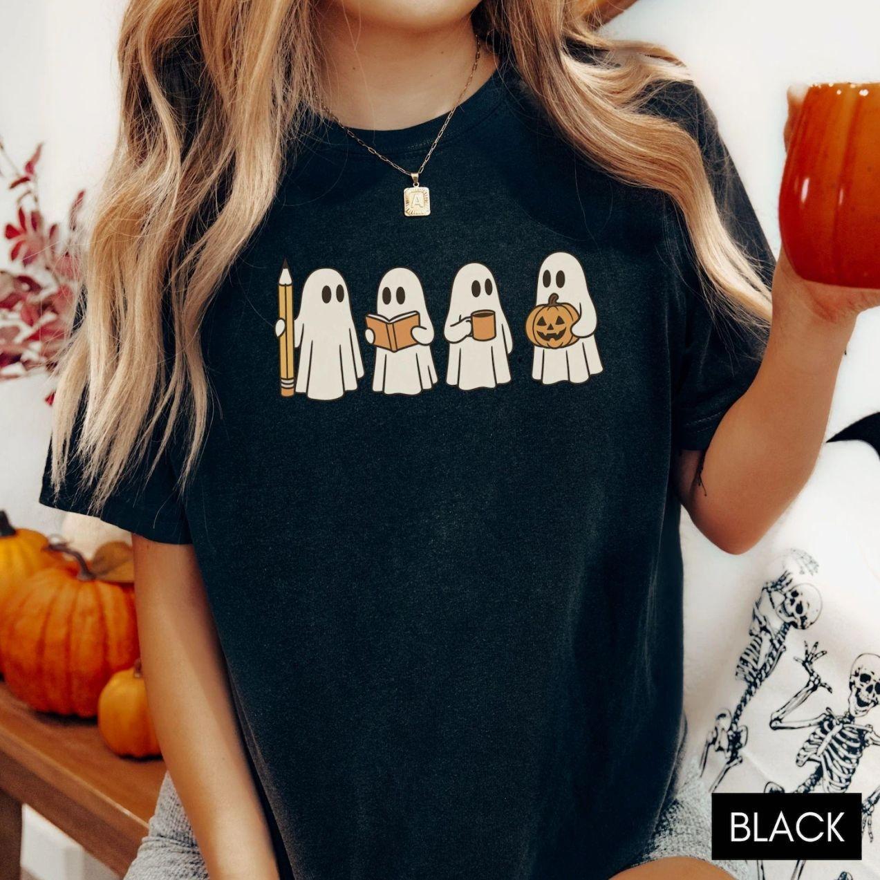 Comfort Colors Halloween Teacher Shirt, Spooky Teacher Shirts, Ghost Teacher Tee, Trending Halloween Graphic Tee, Comfortable Menswear & Womenswear Top, Perfect Halloween Gift For Men And Women, Ju29