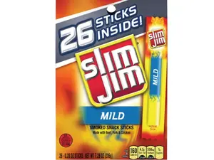 Slim Jim Smoked Meat Sticks, Mild, 0.28 Oz, 26-Count