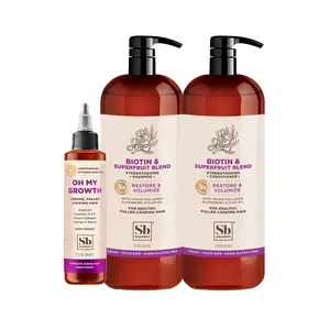 Soapbox Biotin & Superfruit Volumizing Haircare Set -Boost Volume & Growth - Biotin, Collagen, Plum Oil, Elderberry - Shampoo, Conditioner & Treatment