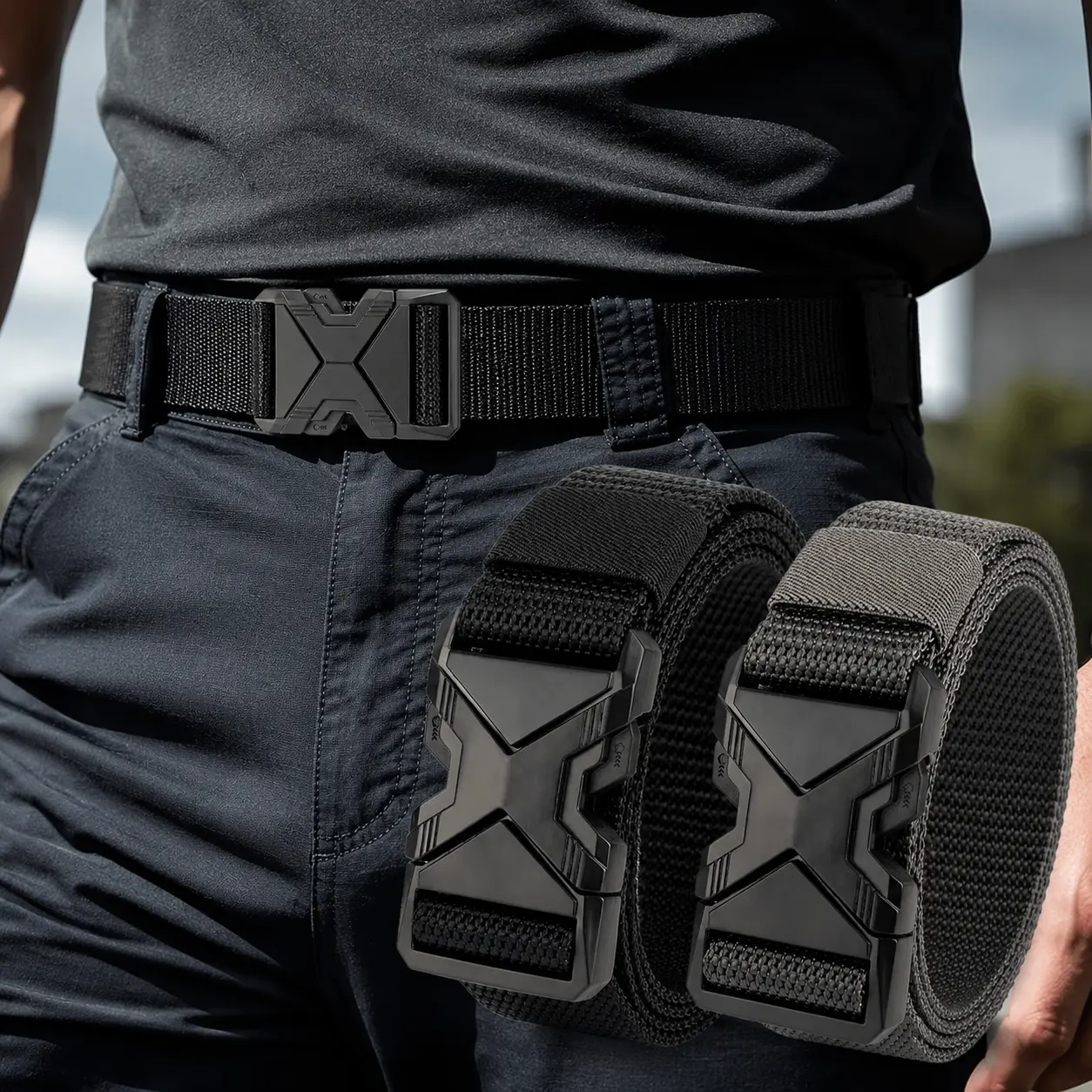 The New Men's 125cm Buckle Belt Nylon Braided Lightweight Breathable Daily Commuter Men's Belt