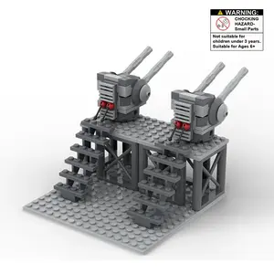 Wwii Military Cannon Tower Model, Stem Children Education Toy, Compatible with Lego Minifigure Blocks, Collectible Building Set