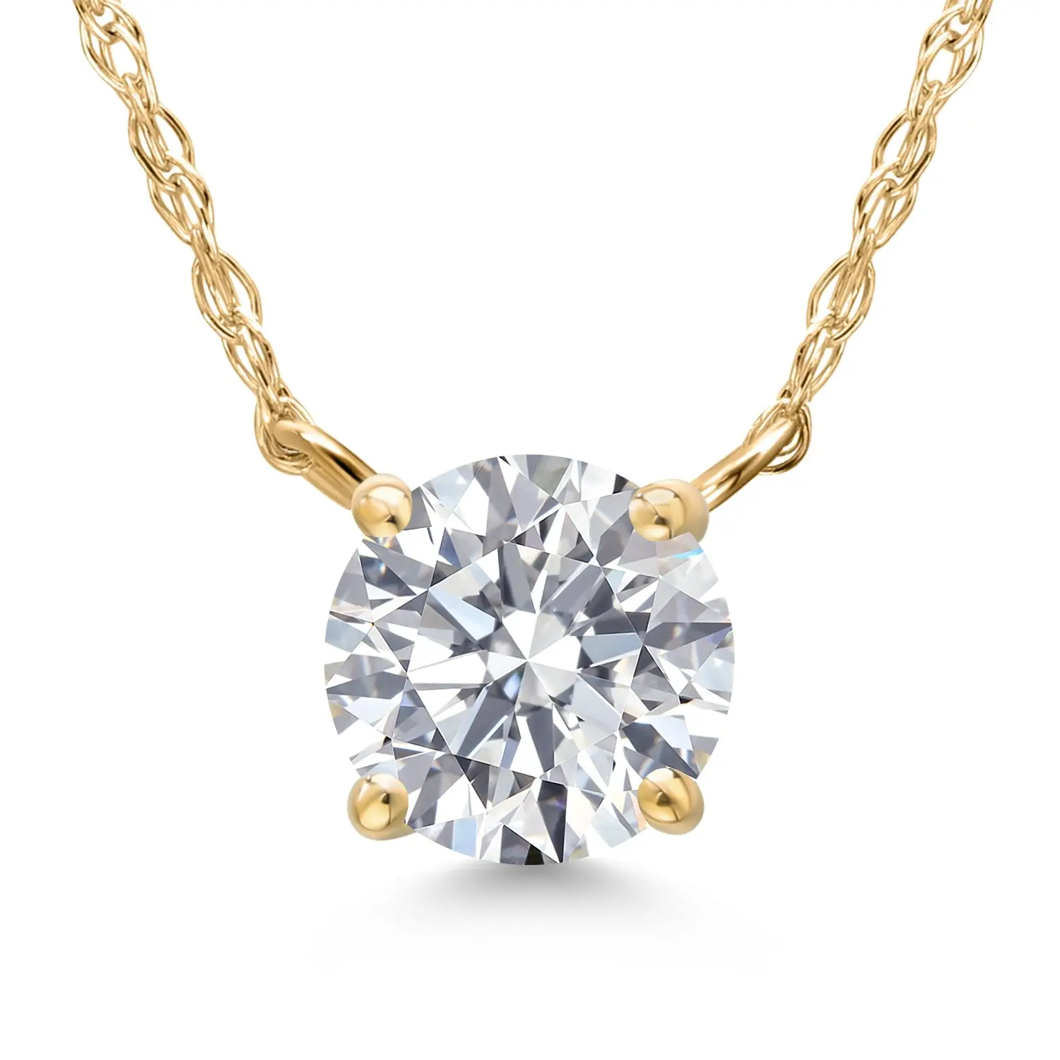 1 Ct Lab Grown Diamond Pendant Necklace in 14K Yellow Gold