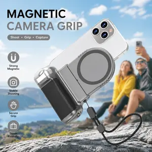 Magnetic Phone Camera Grip, 8X Suction DSLR Style Handle with Remote Control(10M Range), Compatible with Mag*Safe iPhone & Android, Portable Grip for Selfies/Vlog/Photography/TikTok/Zoom Calls/Vide