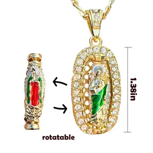 Revolving Necklace San judas tadeo chain Jesus Necklace Virgin Mary Necklace builder necklace Revolving Necklace Jewelry Charms cuban link chain namenecklace