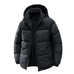"Men's black thermal coat, super warm, detachable hood! A must-have for winter! Autumn and winter clothing"