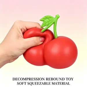 Cute Cherry Squeeze Fidget Toy, Flexible TPR Fruit Squishy Toy, Portable Sensory Stress Relief Toy, Fun Relaxation Hobby Plaything, Perfect International Children's Day Gift for Kids Party Daily Leisure & Emotional Calm