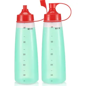 Wide Mouth Squeeze Bottles Pack of 2 BPA Free 550ml/19oz Condiment Bottles for Chunky Sauces Resin Crafts (Red)