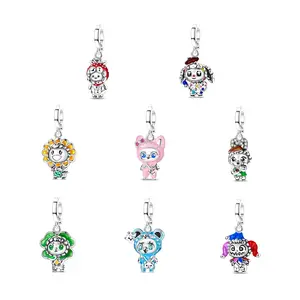 MULA 925 Silver-plated Cute Cartoon Pendant for Women and Girls - Colorful Enamel Animal and Character Beads, Coordinates with Pandora Bracelets and Necklaces, Perfect Birthday Gift