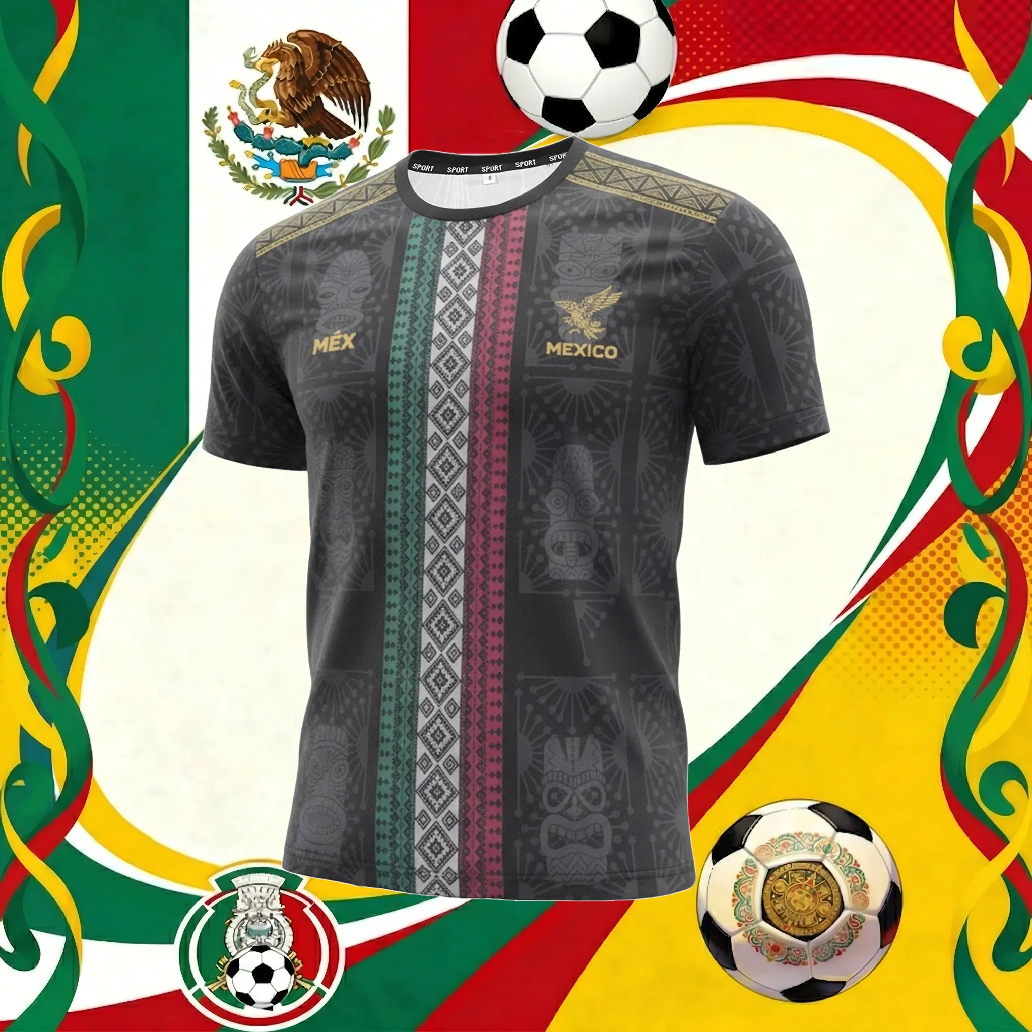 Men's Aztec Pattern Athletic Jersey Tribal Graphic Sports Shirt for Men, Lightweight Breathable Short Sleeve Workout Jersey for Gym, Running, Basketball, Outdoor Summer Activewear
