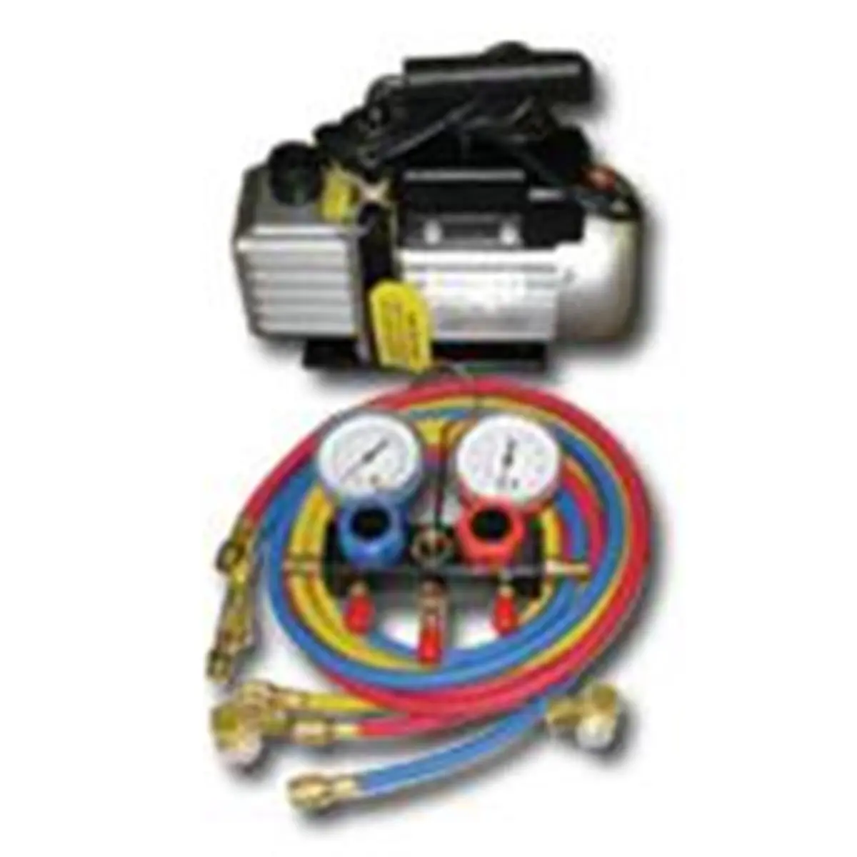 2-Stage Vacuum Pump & Manifold Gauge Set, 6909 3.0 CFM Model with Aluminum Block, Additional Access Port, Lightweight Durable Anti-Flutter Design, Sight Glass View, Twin Port Tech, Fast Gas Removal, Easy Handling for Long Life Use (For A/C Systems)