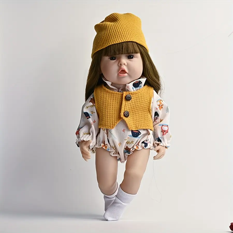 11.8-in Reborn Baby Soft Dolls - Childhood Stuffed Animal, Delightful Playful Soft Dolls with Handcrafted Headwear, Socks, Coat, Clothing Set, Perfect Little Gifts for 3-6 Year Old Girls (Birthday)