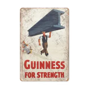 WSTKJW Guinness For Strength Beer Ad Metal Sign for Home Cafe Bar Bedroom Wall Decor 8x12 Inch