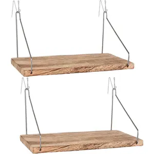 Fabric Wall Cubicle Shelf with Hooks for Work Decor, 11.8' Wooden Cubicle Organizer Storage Shelf with Hangers Cubicle Accessories for Women Men Desk, 2 Pack