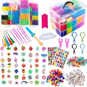4900 Rainbow Rubber Bands Per Box, Three-Layer DIY Bracelet Making Kit, Loom Bands, DIY Jewelry Decoration, Beaded Tassel Charms Accessories, Perfect for Handmade Crafts & Gift Giving