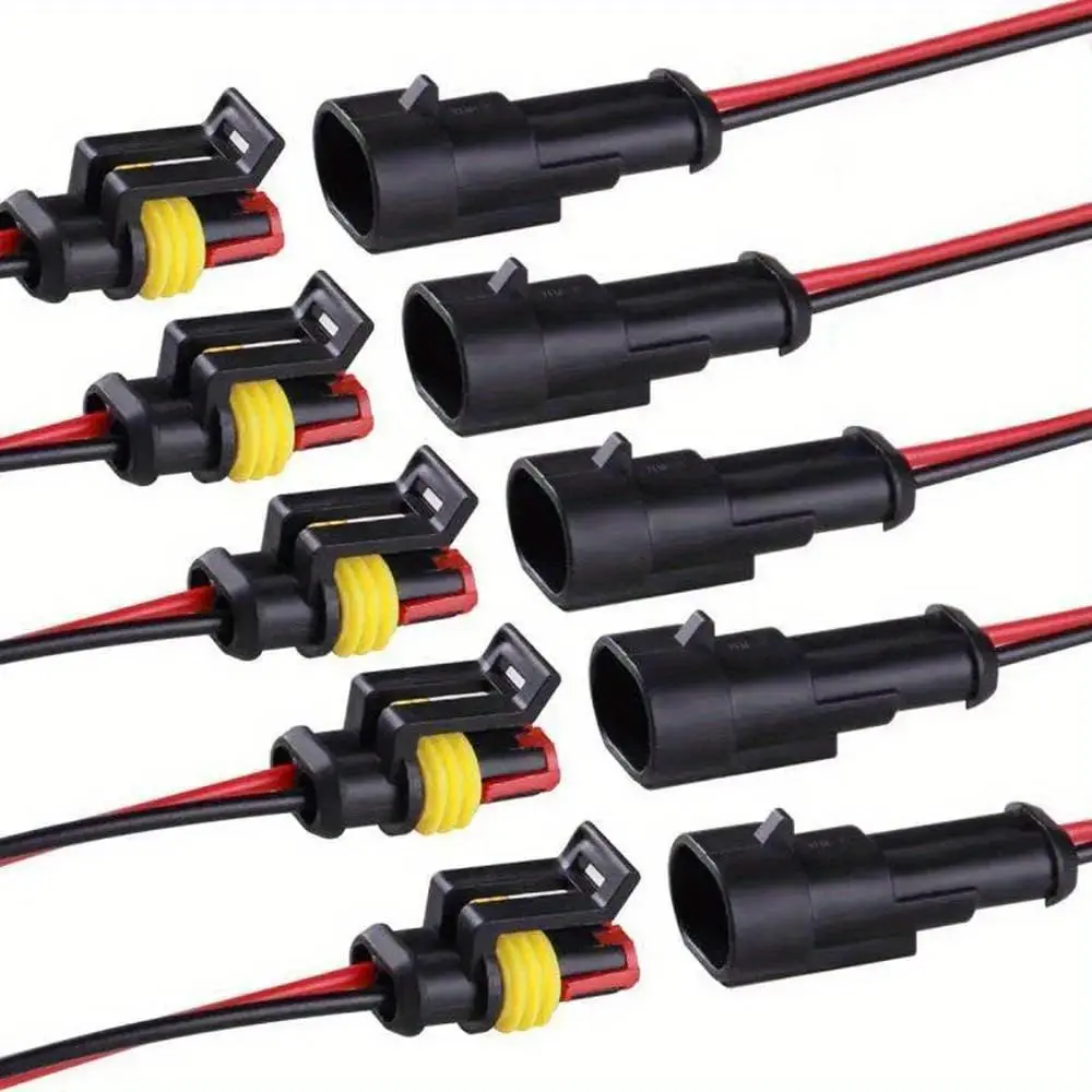 UMLIFE 10pcs/5pairs 2 Pin Connector, Quick connect Terminal Plug Kit, Wiring Connectors Kit, Cable Connector Kit, Stainless Steel Connectors, Male and Female Way 20AWG Wire Suitable for Car Truck Boat Other Wire Connection, Durable Reliable Connectors