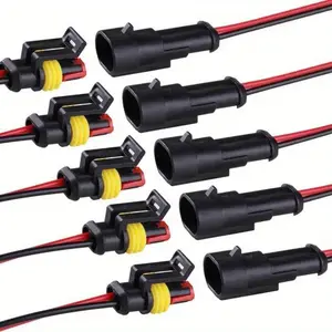 UMLIFE 10pcs/5pairs 2 Pin Connector, Quick connect Terminal Plug Kit, Cable Connector Kit, Male and Female Way 20AWG Wire Suitable for Car Truck Boat Other Wire Connection, Durable Reliable Connectors