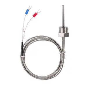Waterproof K Type Thermocouple Grounded Temperature Sensor Probe for PID Temperature Controller Two Wire Stainless Steel NPT 1/2" inch Pipe Thread 0~500℃ with 2m Shield Wire