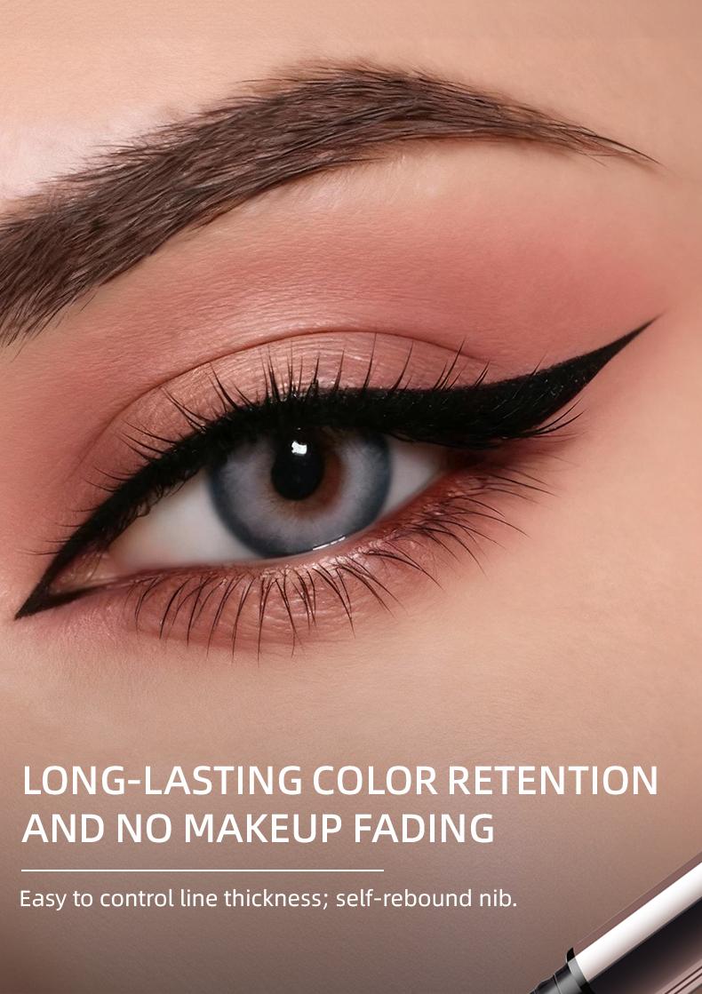 【Charm Vary】Long-lasting liquid eyeliner, 2-in-1 dual-ended design - lightweight and waterproof, vegan formula, no animal testing, smooth application for 24 hours, with a creamy and silky texture.