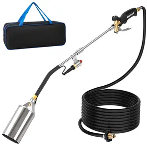 Propane Torch 33"Weed Burner Kit with Storage Bag,10FT Hose Heavy Duty Blow Torch Flamethrower with Self Igniter and Turbo Trigger for Weeding Roofing Ice Melting(Fuel Cylinder Not Included))