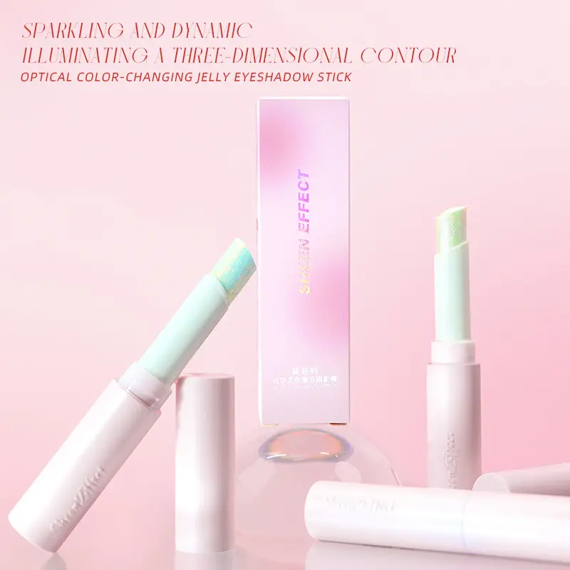 SHEEN EFFECT Multichrome  Sparkle Eyeshadow,Cheeks,Dewy Glow Finish for Eyes Cosmetic Multichrome Eyeshadow,3-in-1 ,Eyeshadow Stick,Long-Lasting High-Pigment Multichrome Jelly Glaze Eyeshadow Stick
