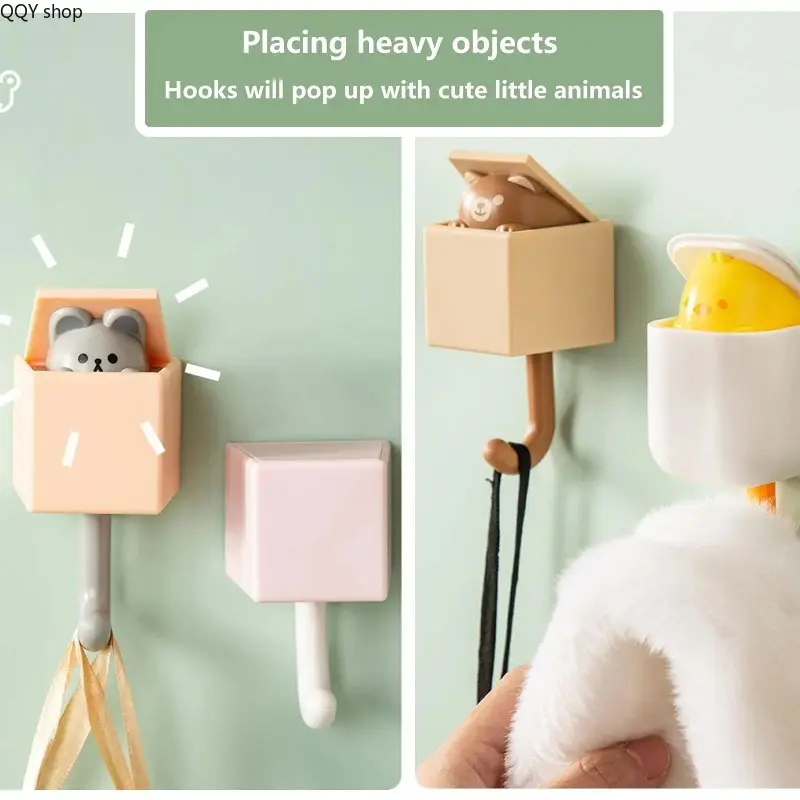 6Pcs Cute Kitty Wall-Mounted Hooks, Dual-Use Adhesive & Nail-On Coat Hangers, Non-Slip Space-Saving Hanging Decor for Home Indoor Organization (Sports & Outdoor Accessories)
