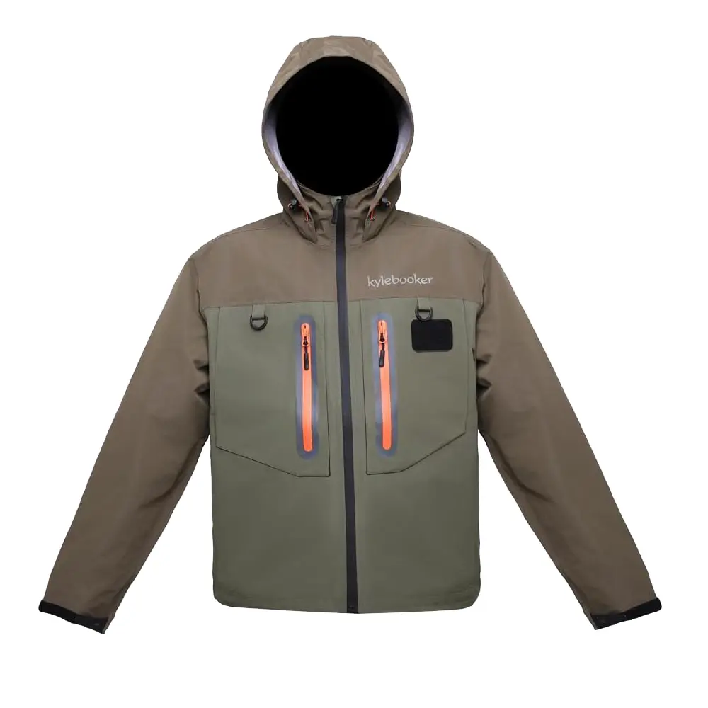 Kylebooker Unisex Wading Jacket, Waterproof 3-Layer Breathable Long Sleeve Rain Coat for All-Season Fly Fishing and Light Outdoor Hiking, M, All Seasons, Xxl