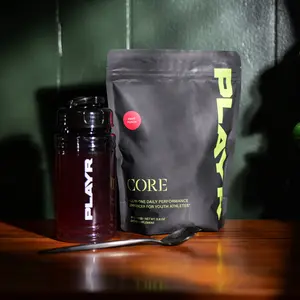 PLAYR CORE Youth Athlete Supplement (Ages 8–18) – Daily Hydration & Recovery with Collagen, L-Theanine, Alpha-GPC, Elderberry, Vitamin C & Zinc – Supports Focus, Immune & Gut Health – Ideal for Game Day, Sports & Everyday Use