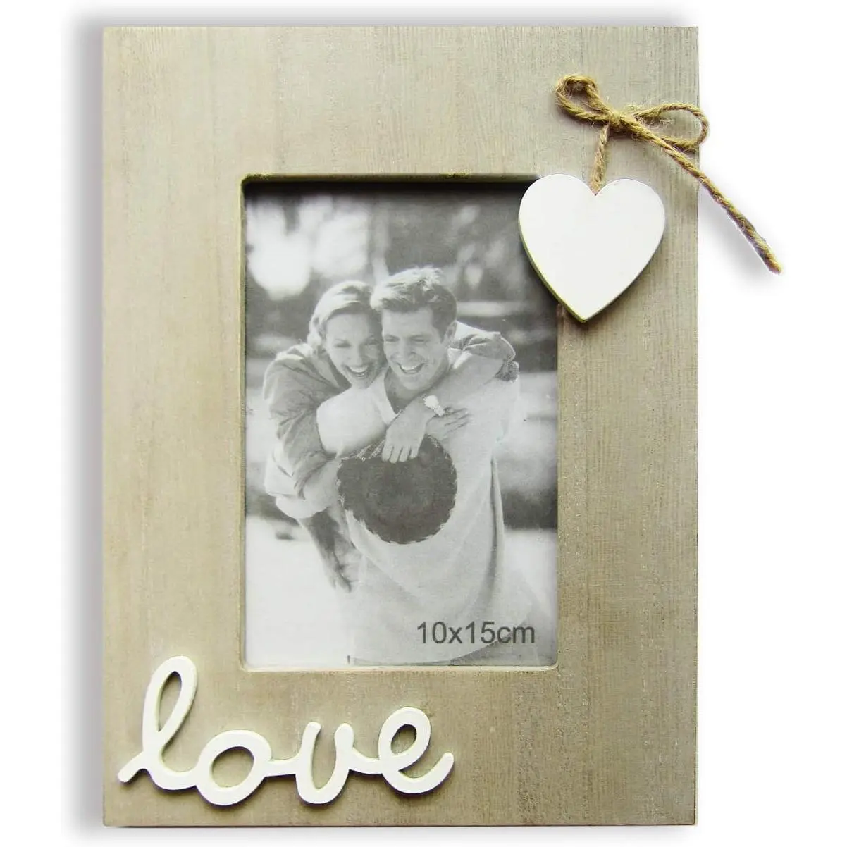 Vintage 4x6 MDF Wooden Frame - Wicker Home Decoration Accessory, Rustic Table & Wall MDF Picture Frame for Couples