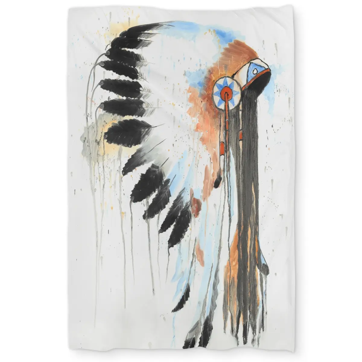 Bohemian Twin Extra Long Duvet Cover with 360-Degree Stand - Microfiber Soft Fabric, Native Artistry Indian War Bonnet Print, Heritage Celebration, Home Bedding Linens, Easy Care, Durable