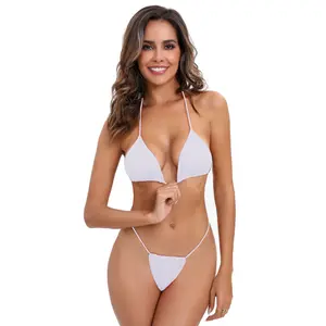 ,2025 new Triangle Thong Bikini Set – Halter Neck Two-Piece Swimsuit