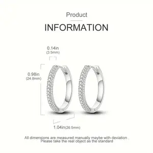 S925 Sterling Silver Hoop Earrings 18K Gold Plated Double-sided Inlaid White zirconia Large Hoop Earrings Luxury Elegant Women's Ear