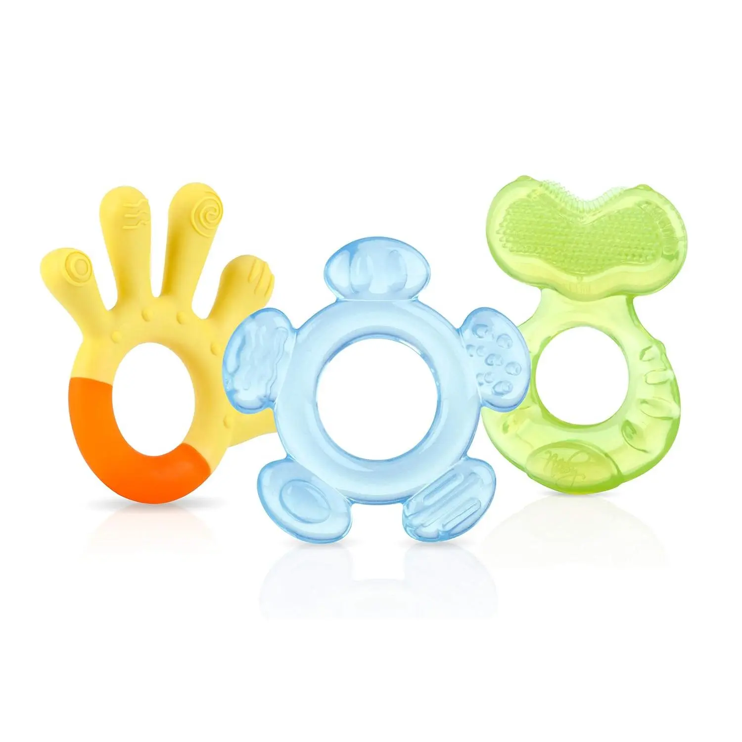 Nuby 3-Step Baby Teether Set - Soft & Hard Teethers for 3+ Months Babies, Soothes Sore Gums for Teething Comfort Care Set Cute